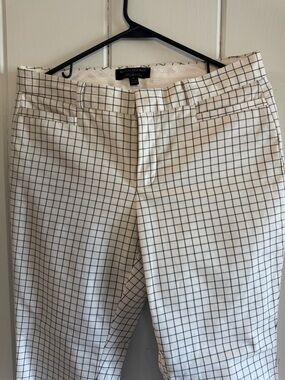 Banana Republic White Windowpane Grid Pants